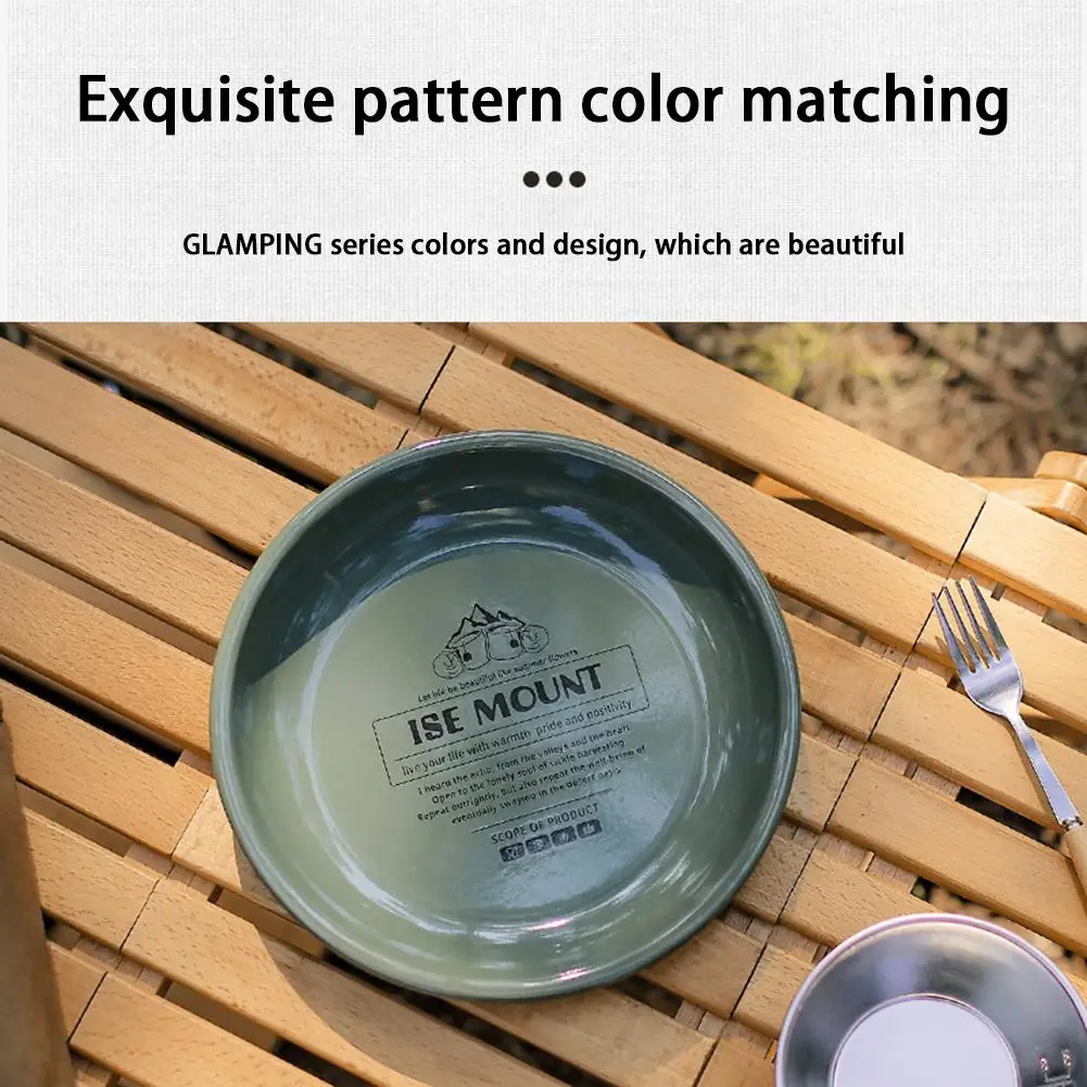 

Multipurpose Outdoor Enamel Dinner Plate Round Large Capacity Camping Picnic Home Bbq Food Fruit Dish