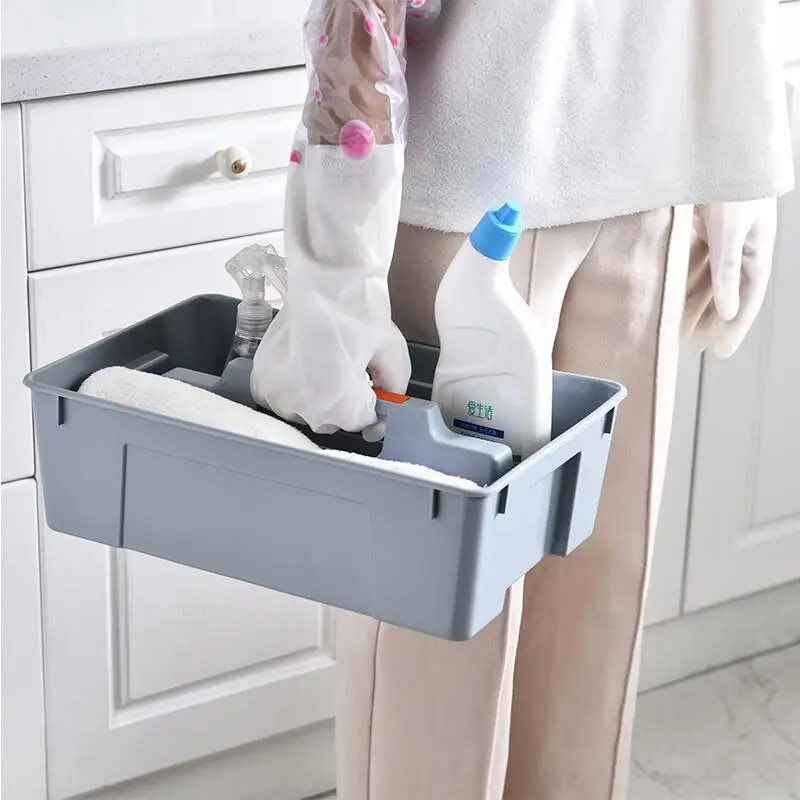 

Single-layer Portable Plastic Tool Box Multifunctional Storage Basket Desktop Miscellaneous Compartment Organizer Cleaning Spare