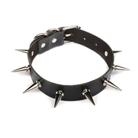 dark gothic harajuku pu leather collar exaggerated retro personality rivet spike punk collar ladies party punk necklace