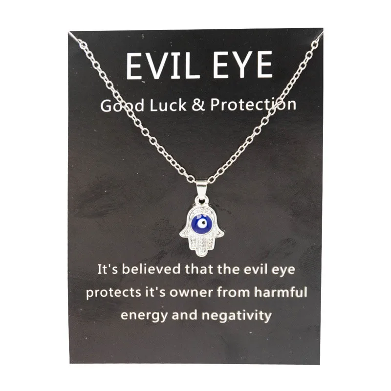 

Fashion Turkish Blue Devil's Evil Eye Paper Card Choker Necklace For Women Men Lucky Blue Eye Chain Necklaces Jewelry Gifts