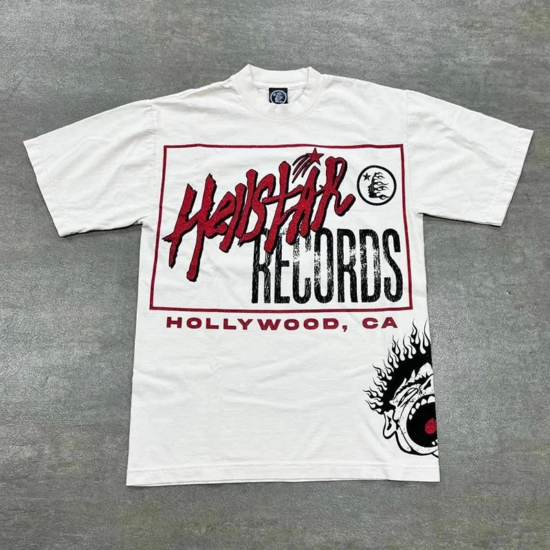 

23SS New Style White Hellstar RECORDS T Shirt Men Women High Quality Casual Top Tee T-shirt Kanye West