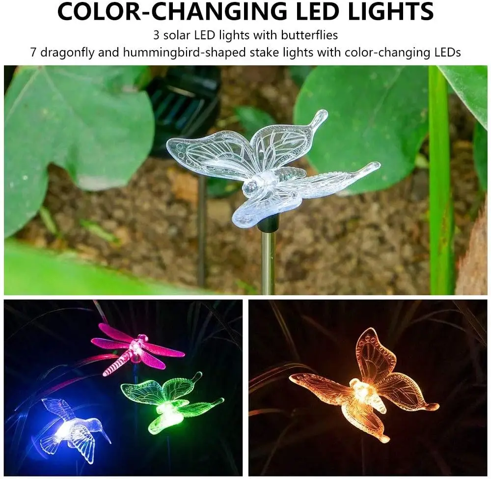 RGB На Солнечной Энергии Бабочка Стрекоза Планета Лампа - Водонепроницаемое