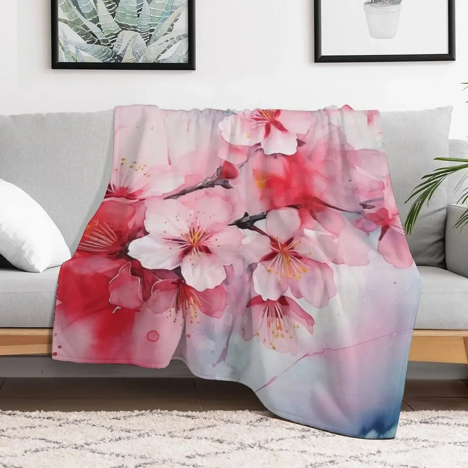 Sakura Reverie: абстрактное акварельное искусство для цветочных энтузиастов одеяло в