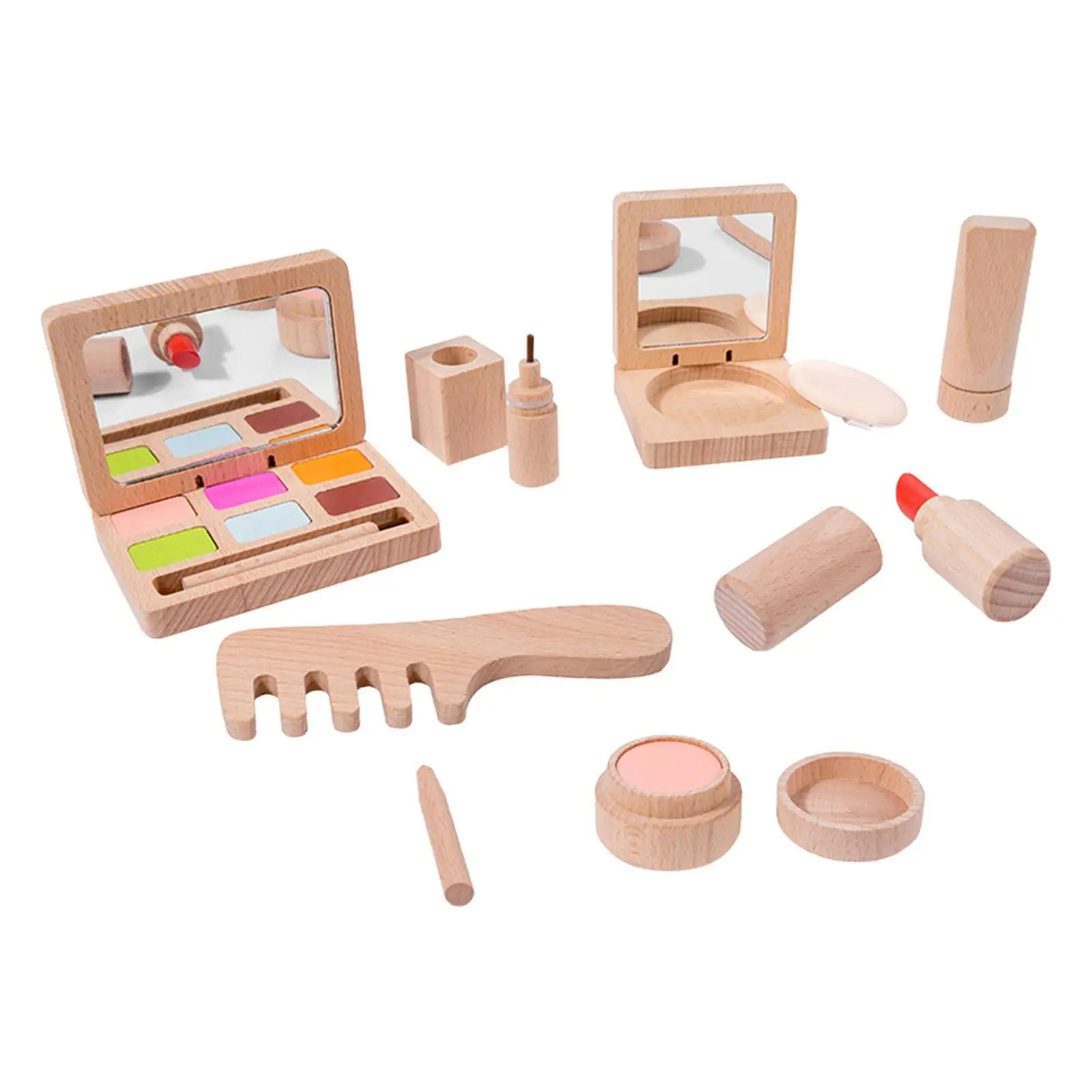 

Kids Pretend Play Makeup Set Learning Toy Beautiful Salon for Little Girls Wooden Makeup Toys for Birthday Toys Gift Kids