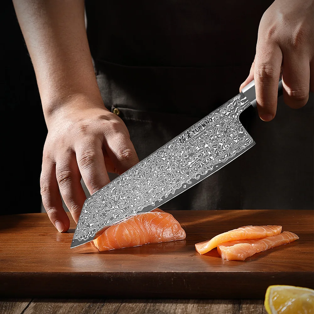 Японский нож шеф-повара Kiritsuke TURWHO кухонные резцы из дамасской стали острый Кливер