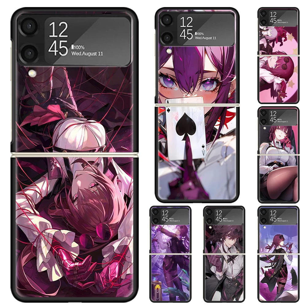 Honkai Star Rail Kafka жесткий чехол для телефона из поликарбоната Samsung Galaxy Z Flip 6 5 4 3 черный