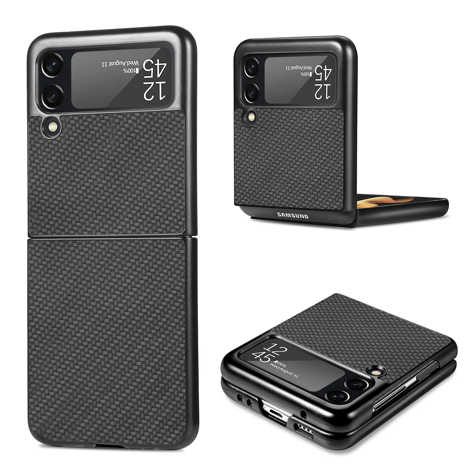 

Luxury Carbon Fiber Slim Case For Samsung Galaxy Z Flip 3 4 5G Flip3 Flip4 Phone Protective Cover Coque For Samsung Z Flip 4