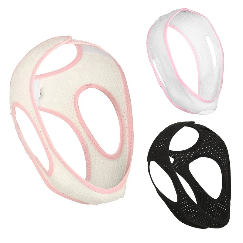 

28ED Women Men Anti Snoring Chin Strap Belt Supports jaw Breathable Mesh Adjustable Elastic Snore Stopper Solution Bandage Mouth