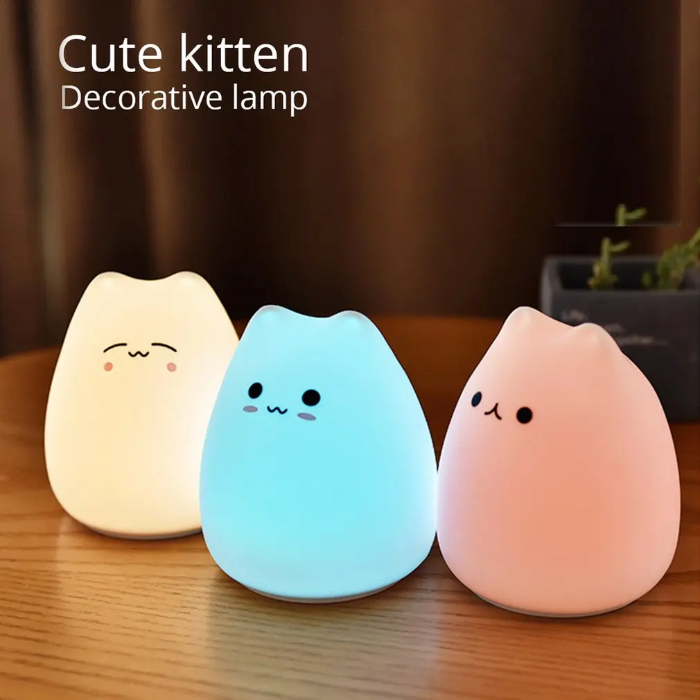 

Светодиодный ночник Kawaii, Ночной светильник, популярный кошка, датчик, кошка, силиконовый, животное, светильник s, подарок, декоративная лампа...