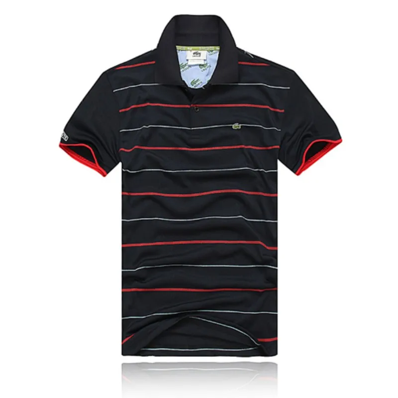 men fashion sport cotton polo tee shirts short sleeve stripe design T-shirt golf wear male tops