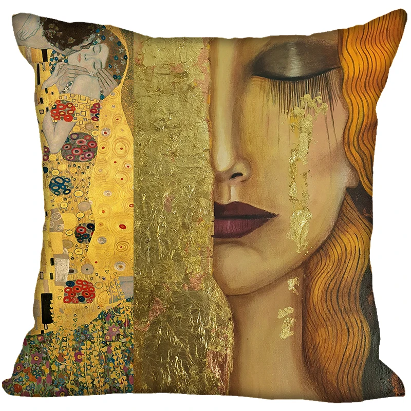 

Custom Gustav Klimt Pillowcase Square Zippered Home Decorative Pillow Cover Two Sides Printed 35X35 40X40 45X45 60X60