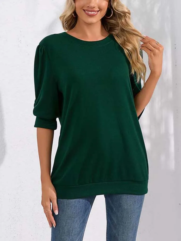 

2023 Summer Loose Sweatshirt Women Half Sleeve Casual Sweatshirts Female O-neck XXL