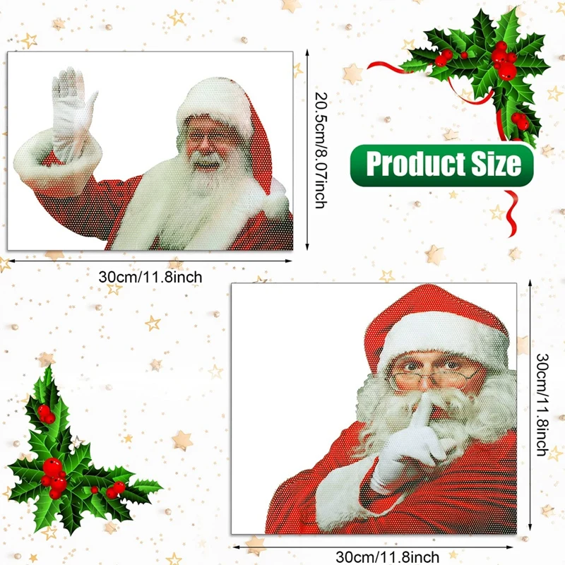 4 шт. 3D наклейки Санта-Клауса на заднее окно автомобиля рождественские украшения