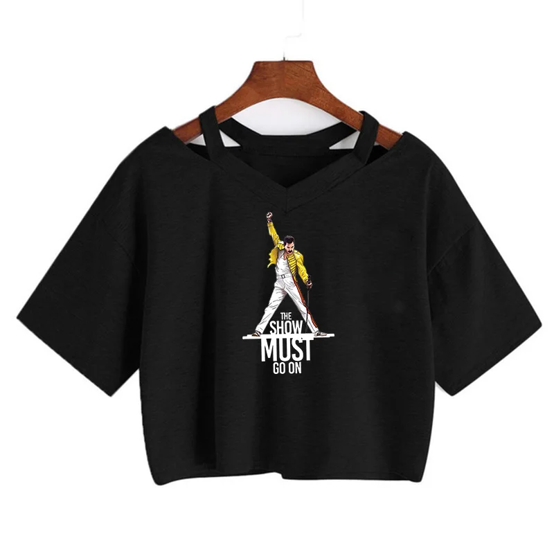 

Женская футболка с надписью Queen Band Freddie Mercury, модные укороченные топы в стиле Харадзюку, футболка в Корейском стиле Ullzang, женская футболка
