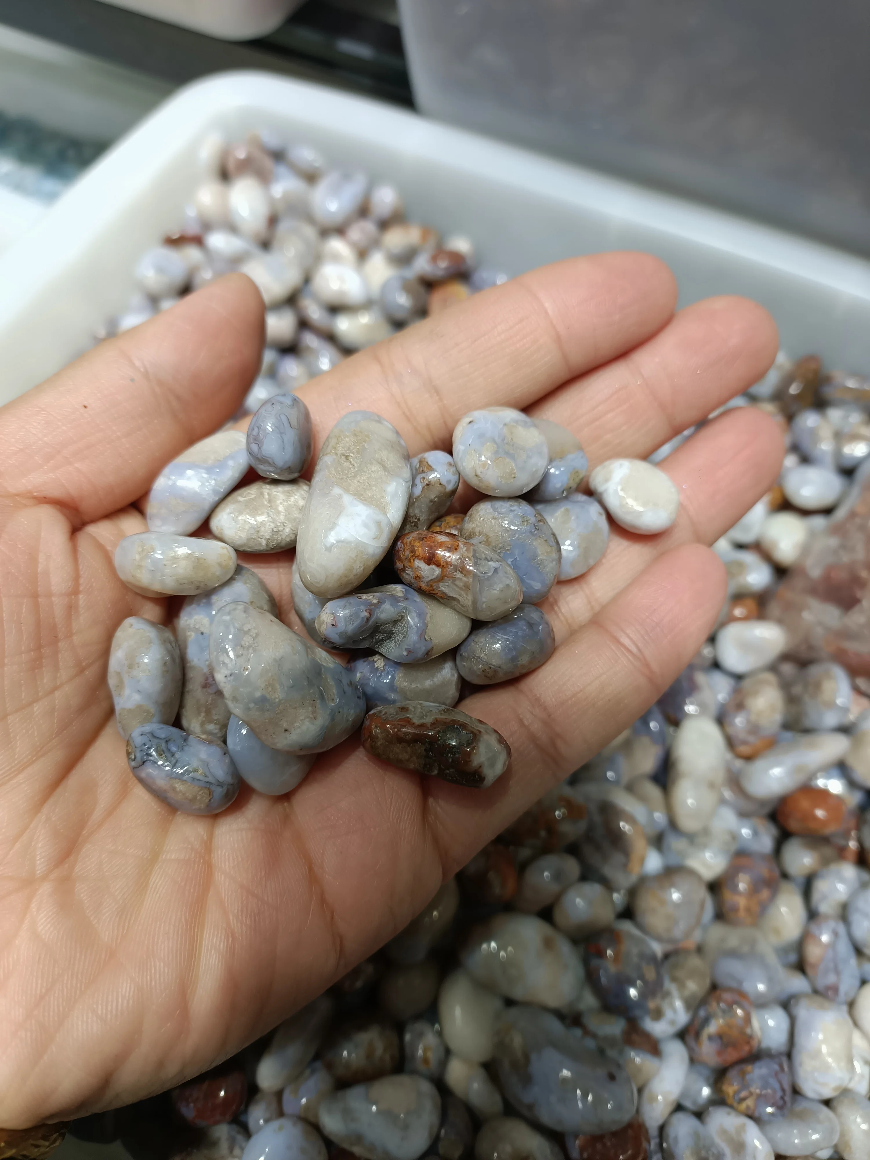 

Natural blue Cherry Blossom Agate Gravel Tumbled Bulk Quartz Stone Healing Reiki Gemstones Home Decoration