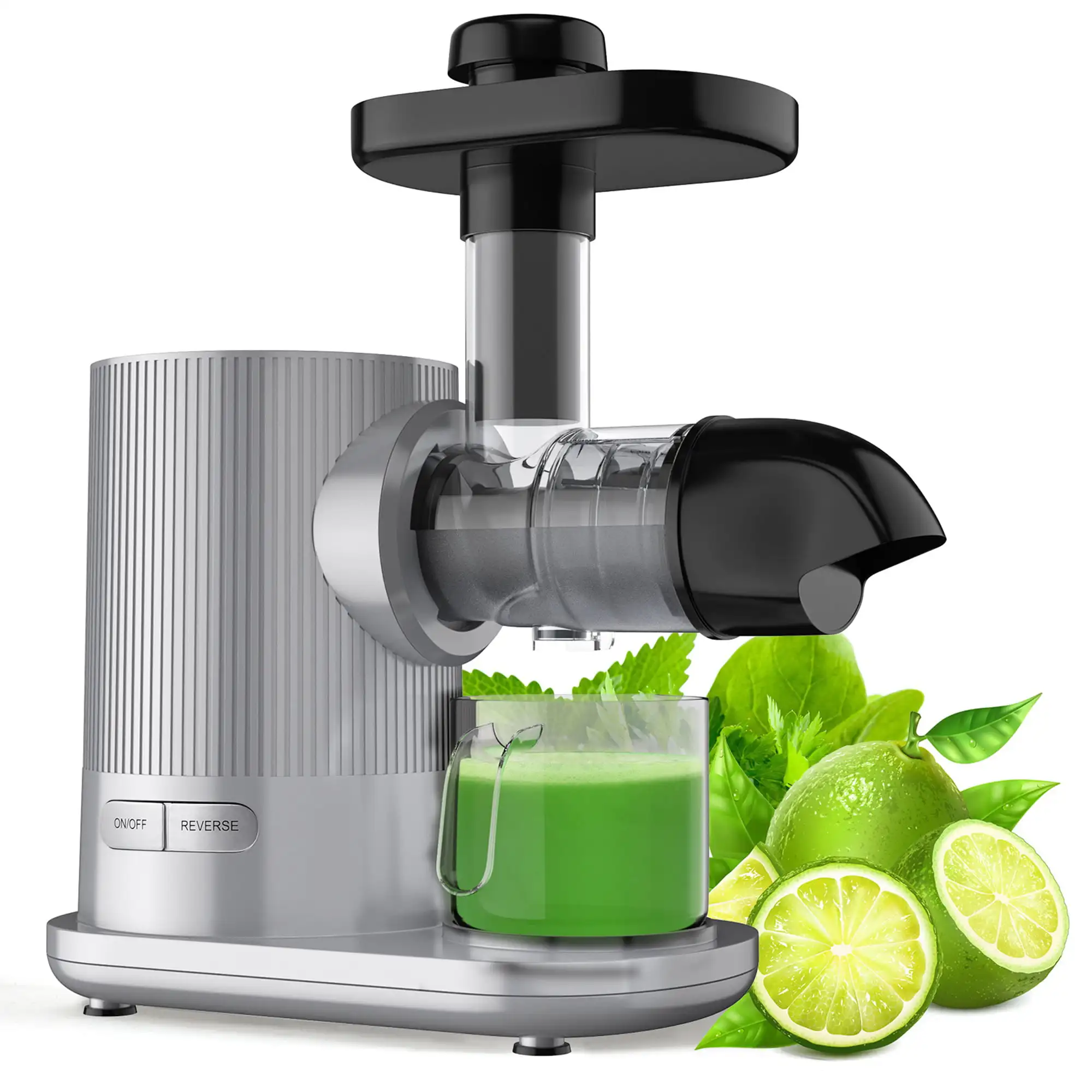 

Cold Press Slow Masticating Juice Extractor Horizontal Juicer Machine Silver