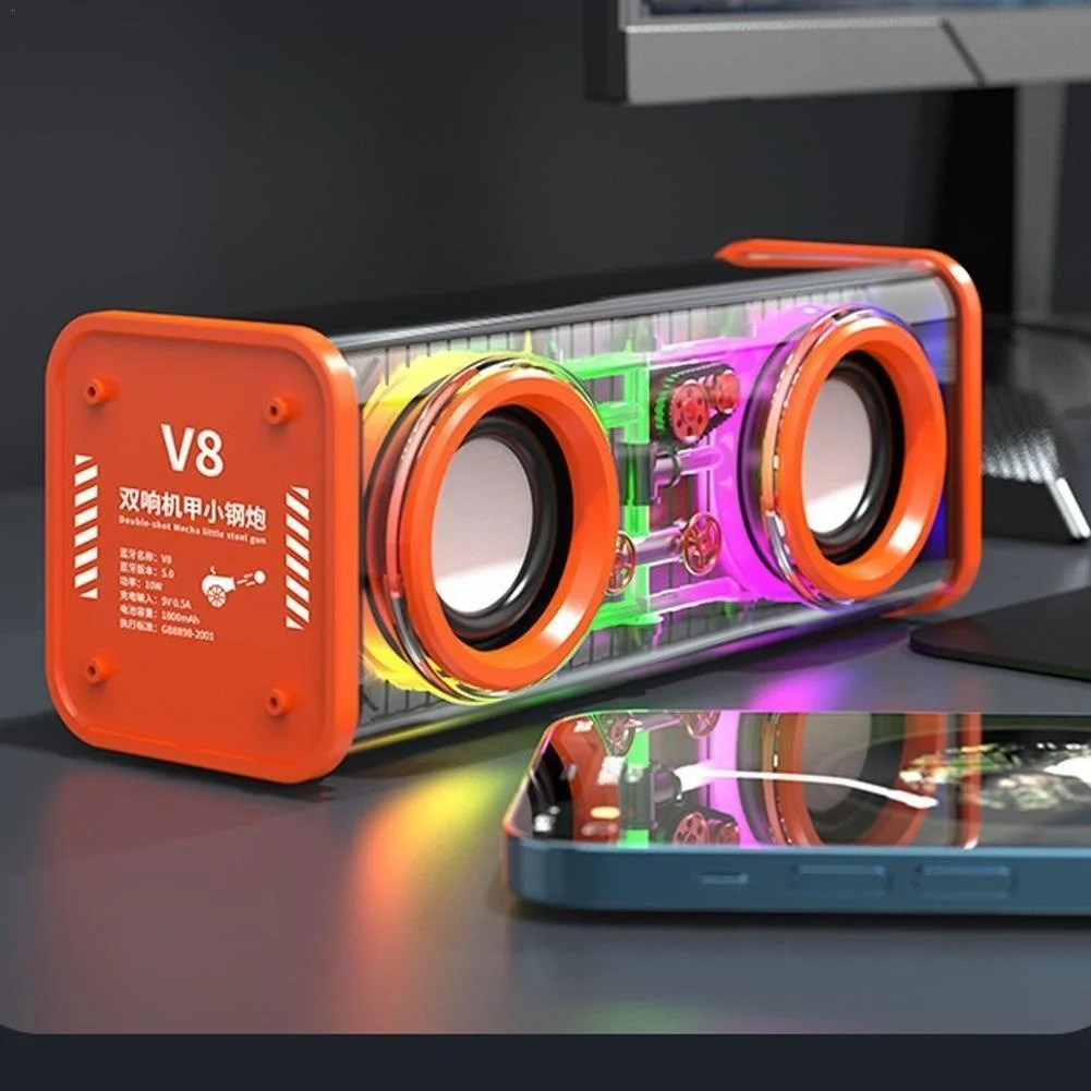 

Двойной звуковой прозрачный Mecha динамик RGB светильник Колонка Bluetooth портативный сабвуфер TWS беспроводной бас Аудио Спорт 블루루스스스스