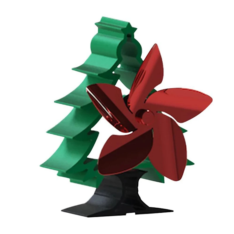 

Christmas Tree Fireplace Fan 5-Blade Heat Powered Stove Fan Burner Eco Fan Quiet Home Fireplace Fan Efficient Heat