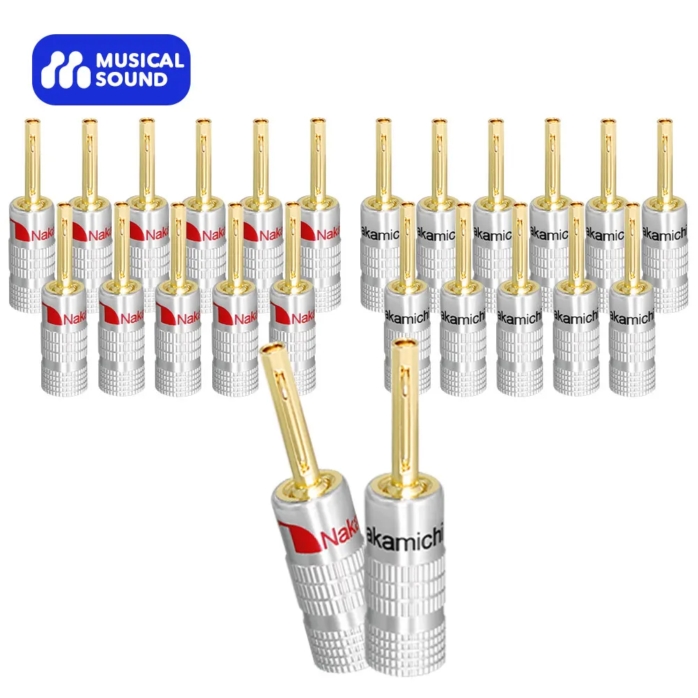 

Musical Sound 8Pcs 4MM 24K Gold Plated Speaker Cable Banana Plug HIFI Audio Banana Connector Speaker Cable Audio Jack