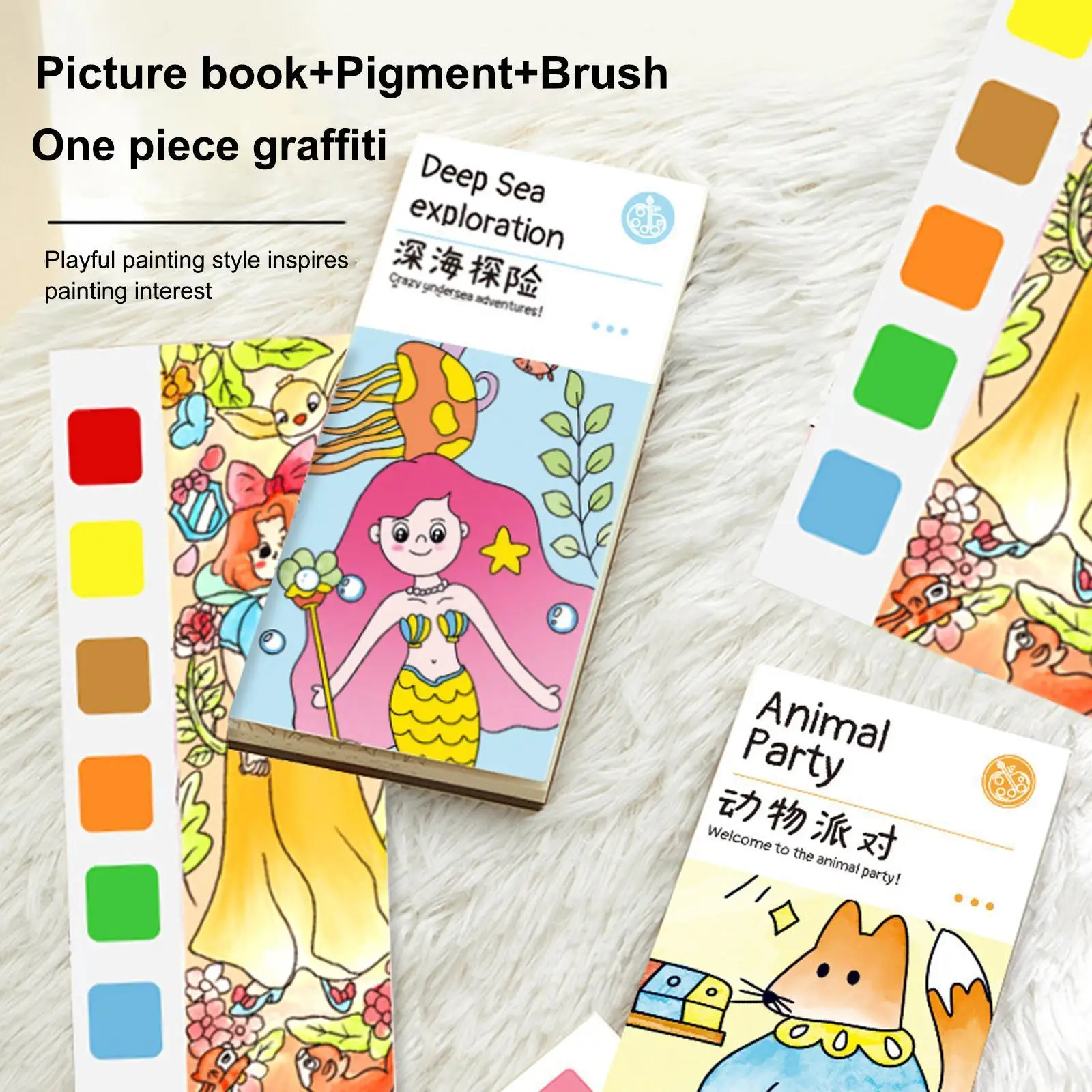 

Карманная книга для рисования акварелью, закладка для рисования акварелью, Детский Карманный Набор для принцессы, для путешествий, для начи...