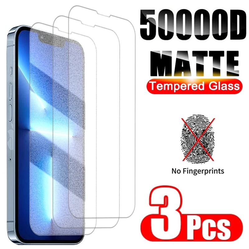 

3PCS Matte Tempered Glass for iPhone 13 11 12 14 Pro Max Mini 7 8 Plus Anti Fingerprints Screen Protector for iPhone X XR XS MAX
