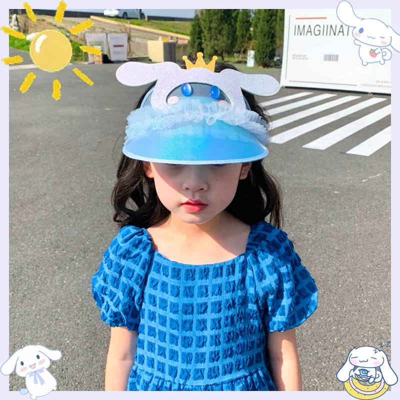 

Anime Sanrio Kuromi Empty Top Hat Kawaii My Melody Cinnamoroll Summer Kid Outdoor Breathable UV Protection PVC Sun Hat Baby Caps