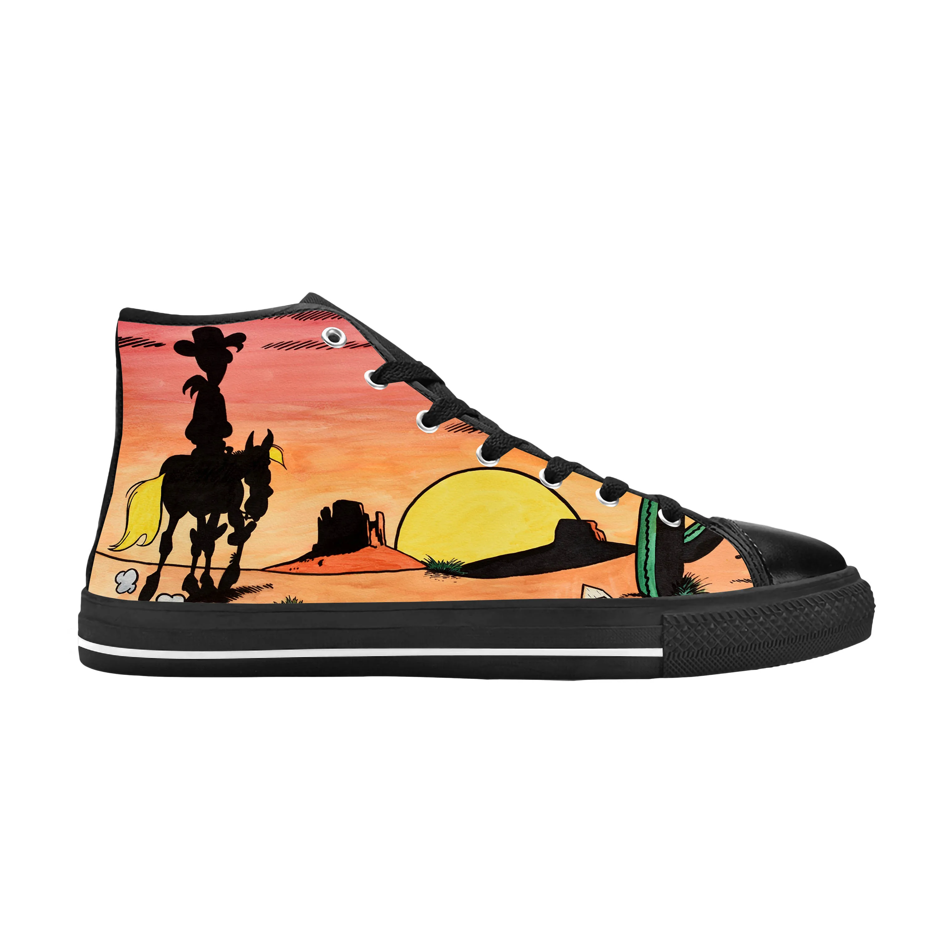 Lucky Luke Dalton Jolly Jumper Daisy Town Fumetto Casual Cloth Shoes High Top Comfortable Breathable 3D Print Men Women Sneakers