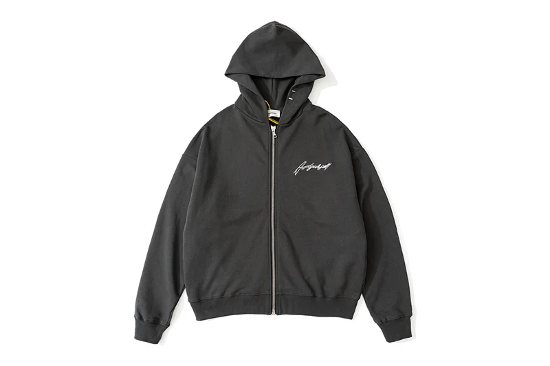 

Askyurself Autumn Winter Men's And Women's Embroidered Cursive Letter High Quality 1:1 Zipper Terry Hoodie Black Brown S-XL