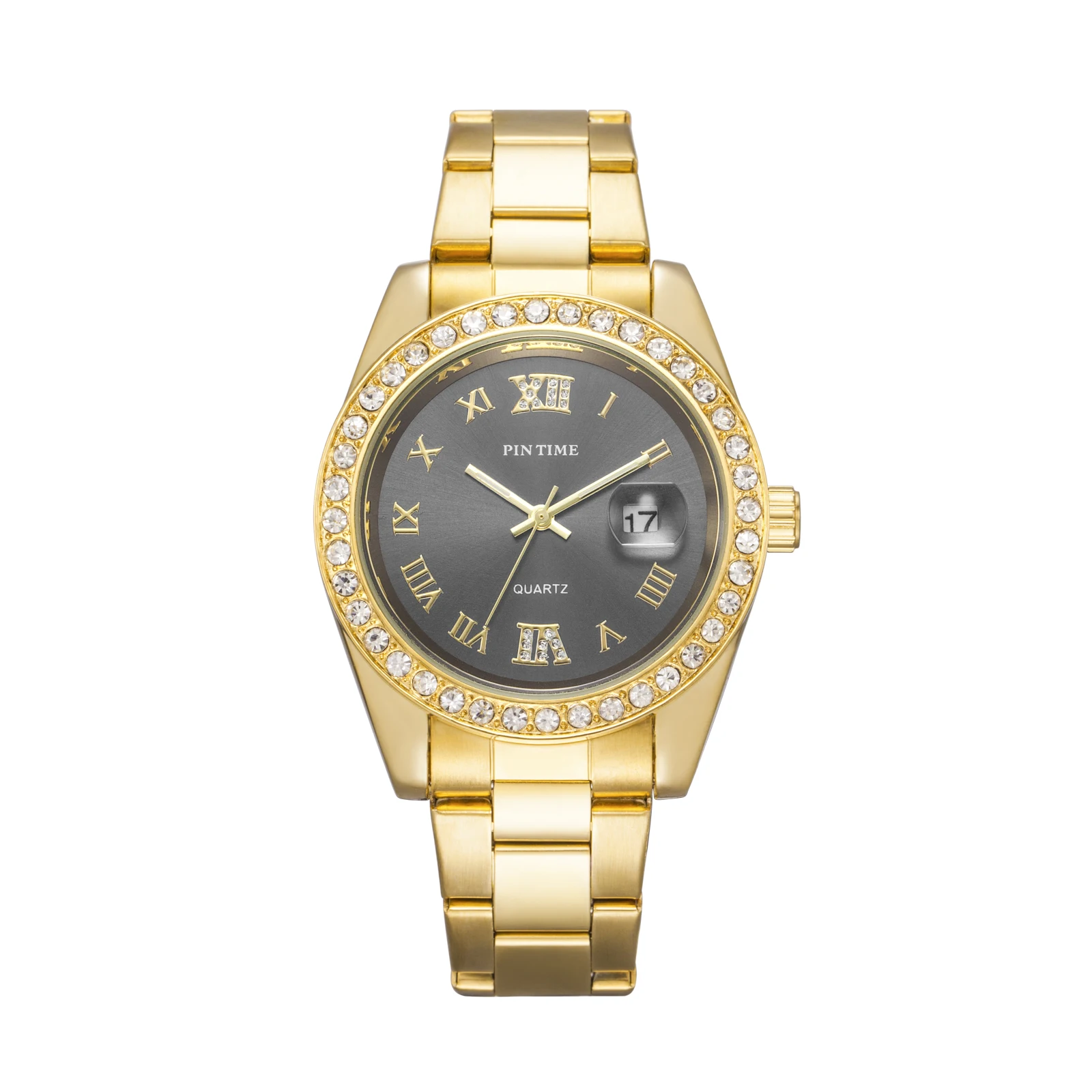 2022 New Golden Silver Mens Watches Top Brand Luxury Diamond Watch Male Business Full Steel Quartz Clock Male Relogio Masculino