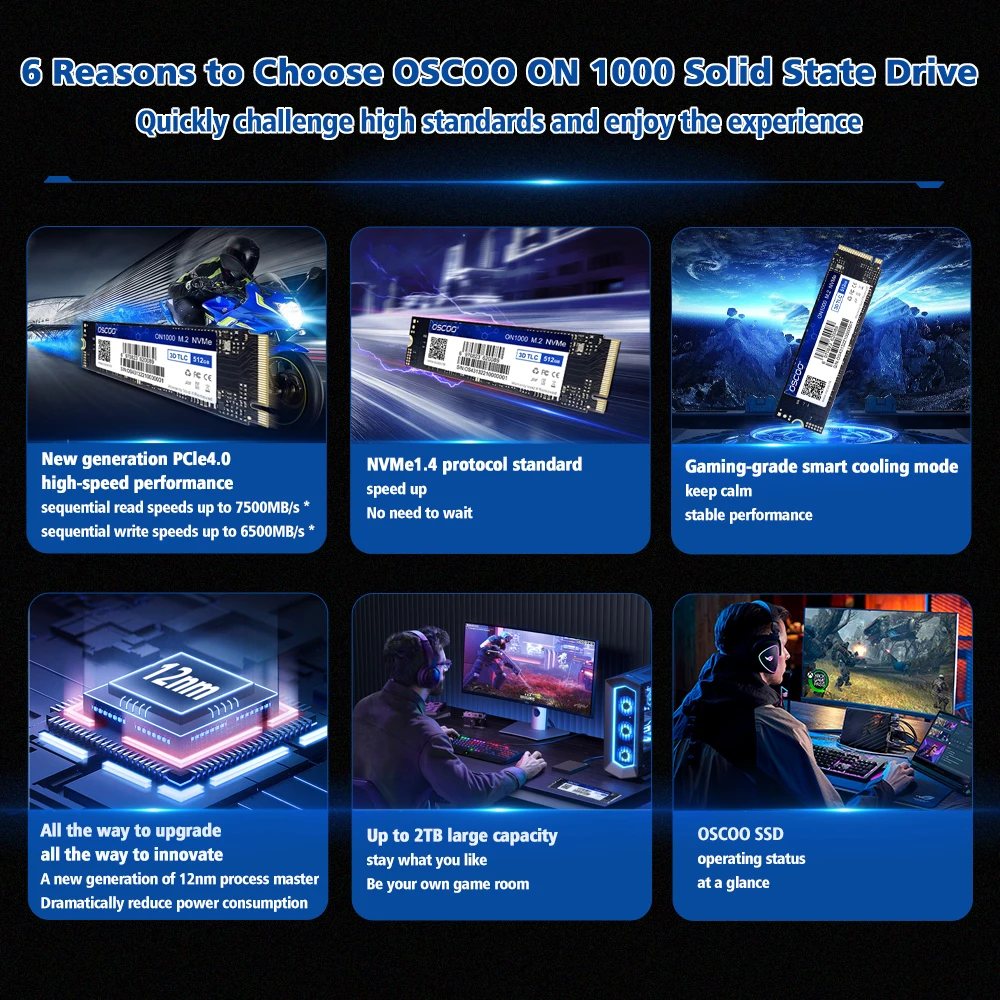 OSCOO M2 SSD NVMe 256 ГБ 512 1 ТБ M.2 NMVe 2280 PCIe 4 0 Жесткий диск Внутренний твердотельный