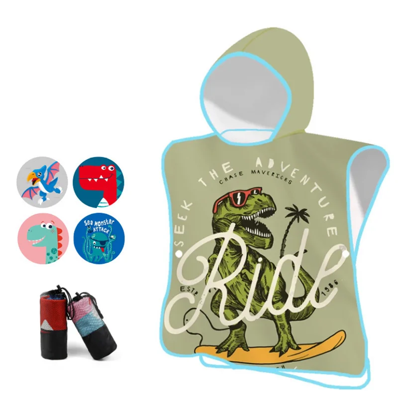 

Cute Children Hooded Beach Towel Kids Changing Towel Cloak Bathrobe Quick Dry Absorbent Swimming Bath Towel