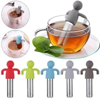 little man shape silicone tea strainer with tea infuser filter for brewing tea bags tea cup decoration kitchen accessoriest