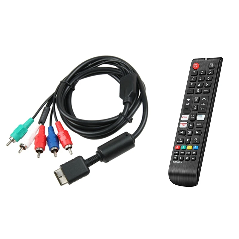 

1 Pcs Ypbpr For PS2/PS3/PS3 Slim HDTV-Ready TV HD Component AV Cable 5-Wire 6FT & 1 Pcs BN59-01315B Remote Contro