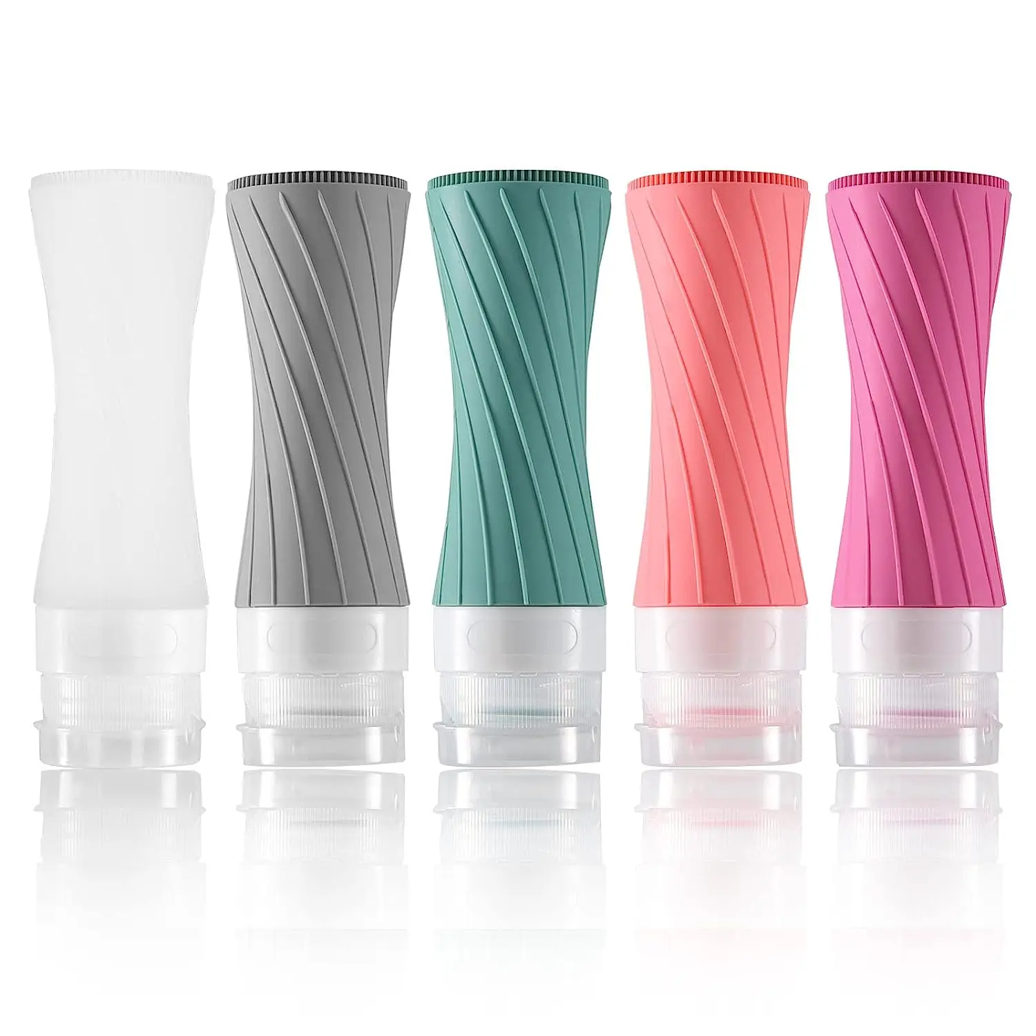 

Leakproof Silicone Travel Bottles Carry-On Refillable Portable Liquid Containers Shampoo Conditioner Lotion Toiletries