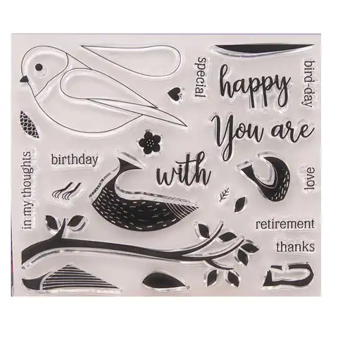С днем рождения, любовь, смехи, цветы, птица, прозрачные марки для фото и скрапбукинг, Резиновые Марки для рукоделия