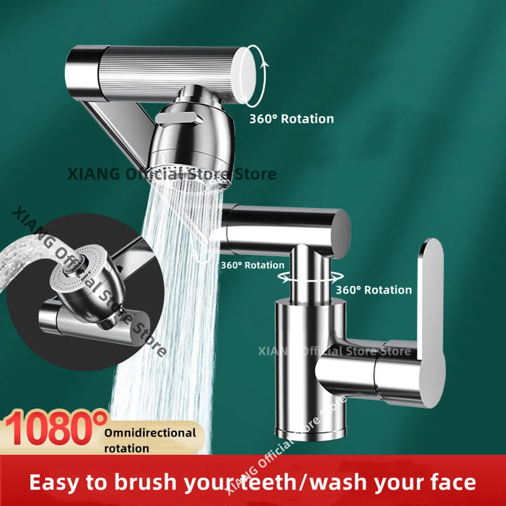 

Универсальная насадка на смеситель, Роботизированный удлинитель для раковины, защита от брызг, вращение на 1080 градусов, аксессуары для кухн...