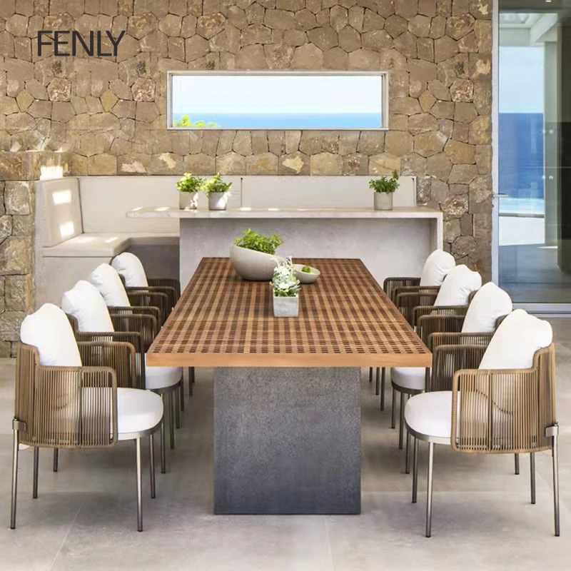 Роскошная уличная садовая мебель из ротанга тикового дерева уличный стол и Набор