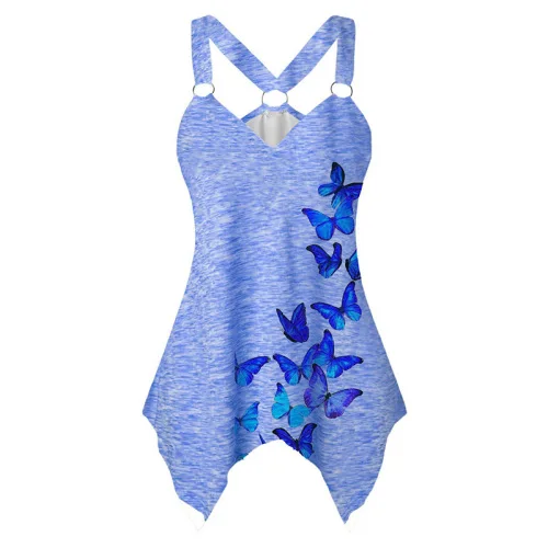 

Women's Fashion Butterfly Pattern Print Vest Summer Sleeveless V-collar Tank Tops Gothic Y2k Top Blouse Casual Tops for Women