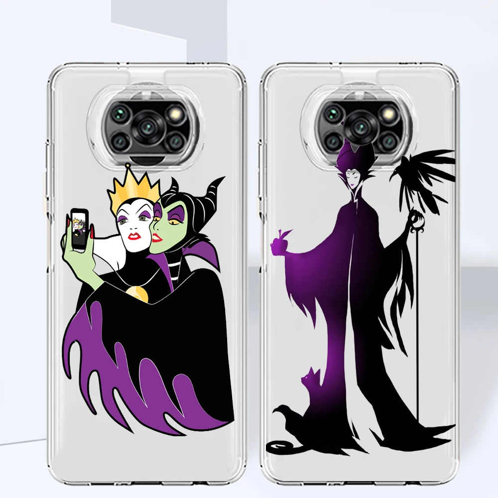

Disney Villain Queen Art Phone Case For Xiaomi Mi Poco X4 X3 X2 NFC F4 F3 F2 F1 GT M4 M3 M2 Pro C40 C3 Transparent TPU Cover