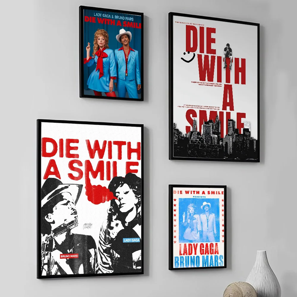Плакат L-Lady G-Gaga B-Bruno M-Mars Die с улыбкой настенное искусство домашний декор комнаты