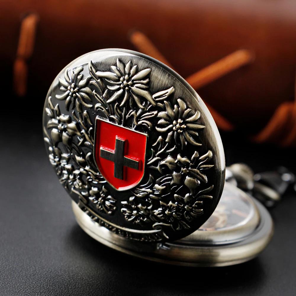 Classic Cross Badge Mechanical Pocket Watch High Quality Unisex Necklace Timing Pendant Mens and Women's Pocket Watch Renoj