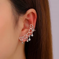 new korean chain love ear clips frigid style niche design zircon hollow letter earrings without ear holes high end earrings