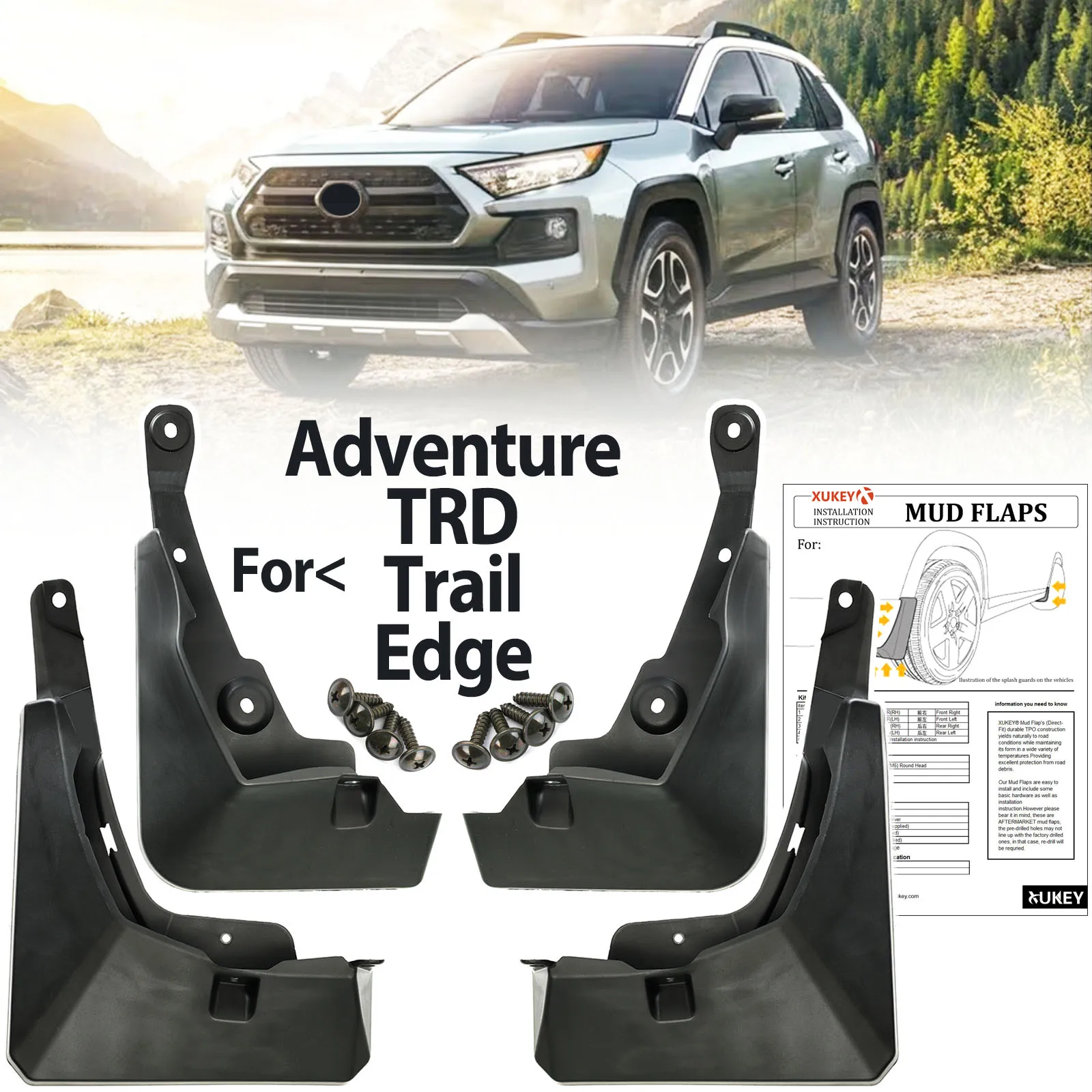 

4X для Toyota RAV4 XA50 Adventure TRD EDGE TRAIL 2019-220 брызговики спереди и сзади PK38942K01TP 2024 2023 2022 2021