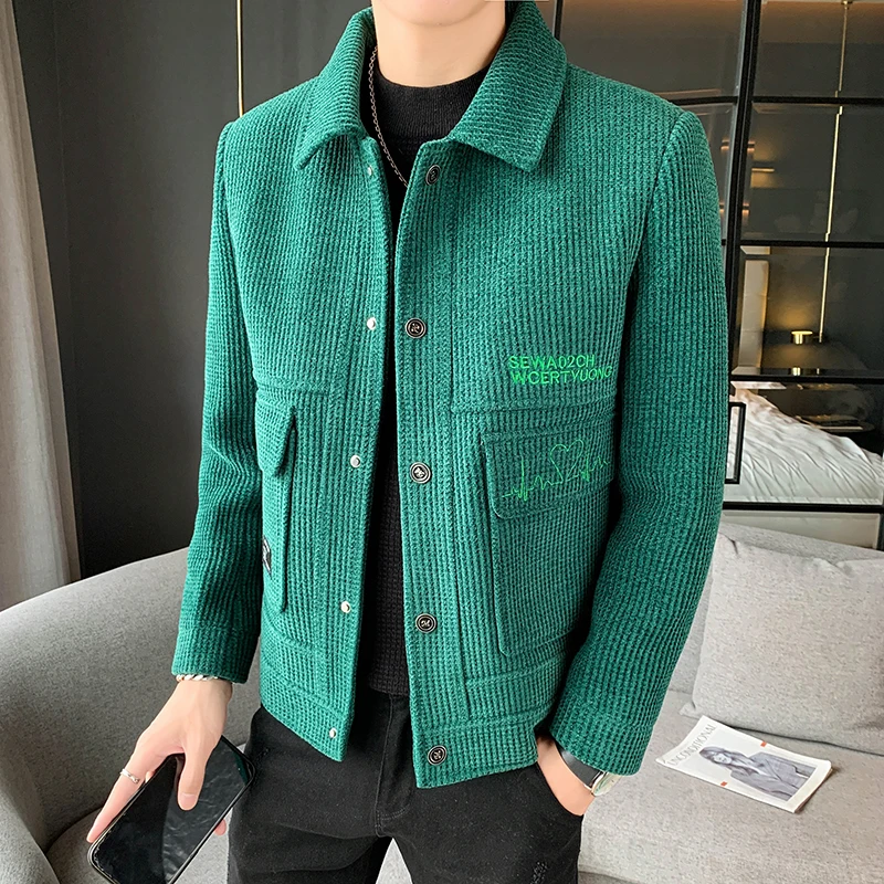 2022 Autumn Letter Embroidery Men Jackets Fashion Slim Casual Coat Outwear High Quality Social Windbreaker Coat Chaquetas Hombre