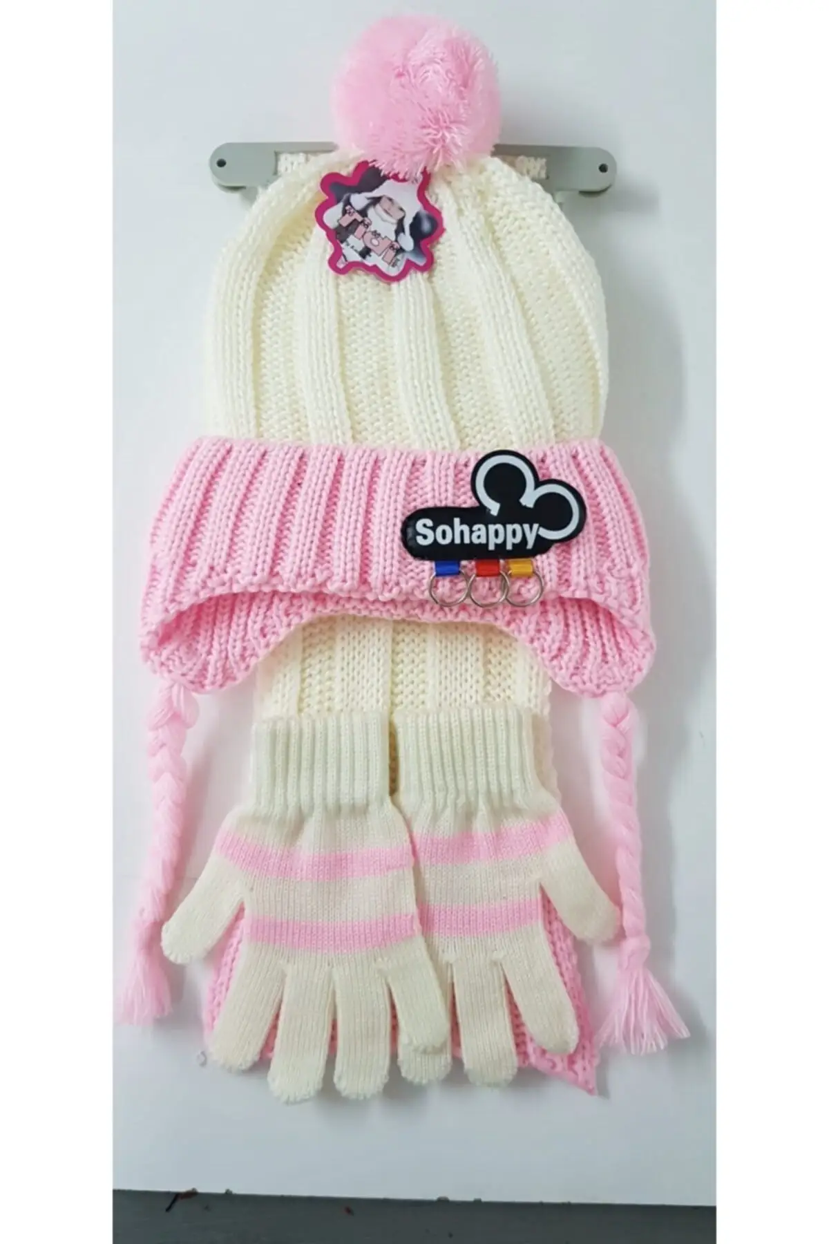 

Набор из шапки и перчаток, детский шарф розового цвета, 3 шт. Набор перчаток