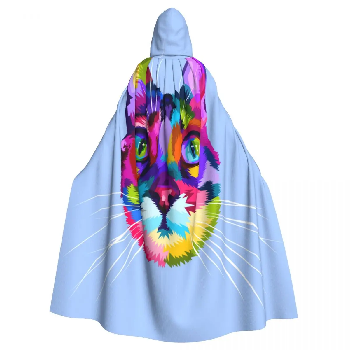 

Long Cape Cloak Colorful Cat Head Pop Art Hooded Cloak Coat Autumn Hoodies