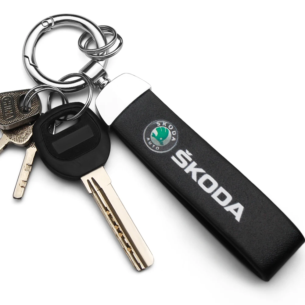 

3D Metal Leather Car Printing Keychain Detachable Keyring Personalized Gift For Skoda Octavia Rapid Kodiaq Superb Karoq Fabia