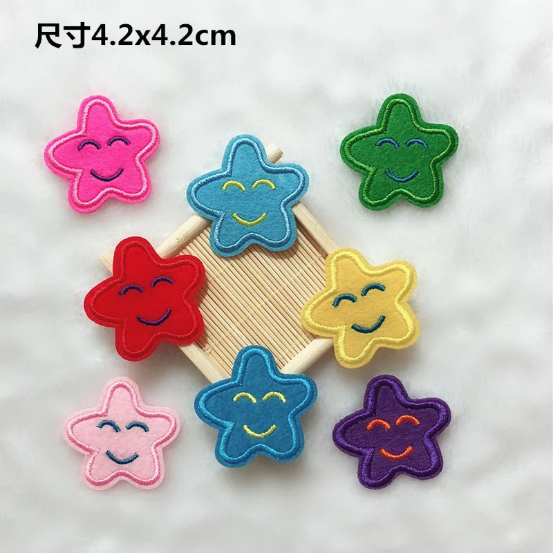 

100pcs/lot Fashion Small Star Embroidery Patch Smiley T-shirt Clothing Decoration Sewing Accessory Craft Diy Iron Applique