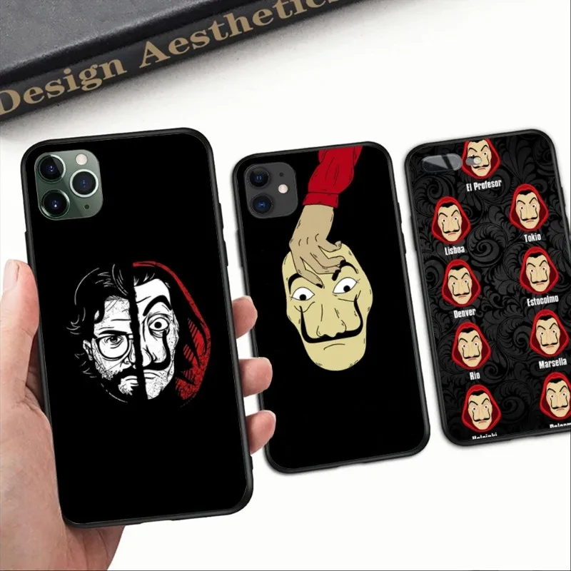 Spain TV Paper House Phone Case For IPhone 14 13 12 11 XS X 8 7 6 Plus Mini Pro Max SE 2022 Soft Black Phone Cover