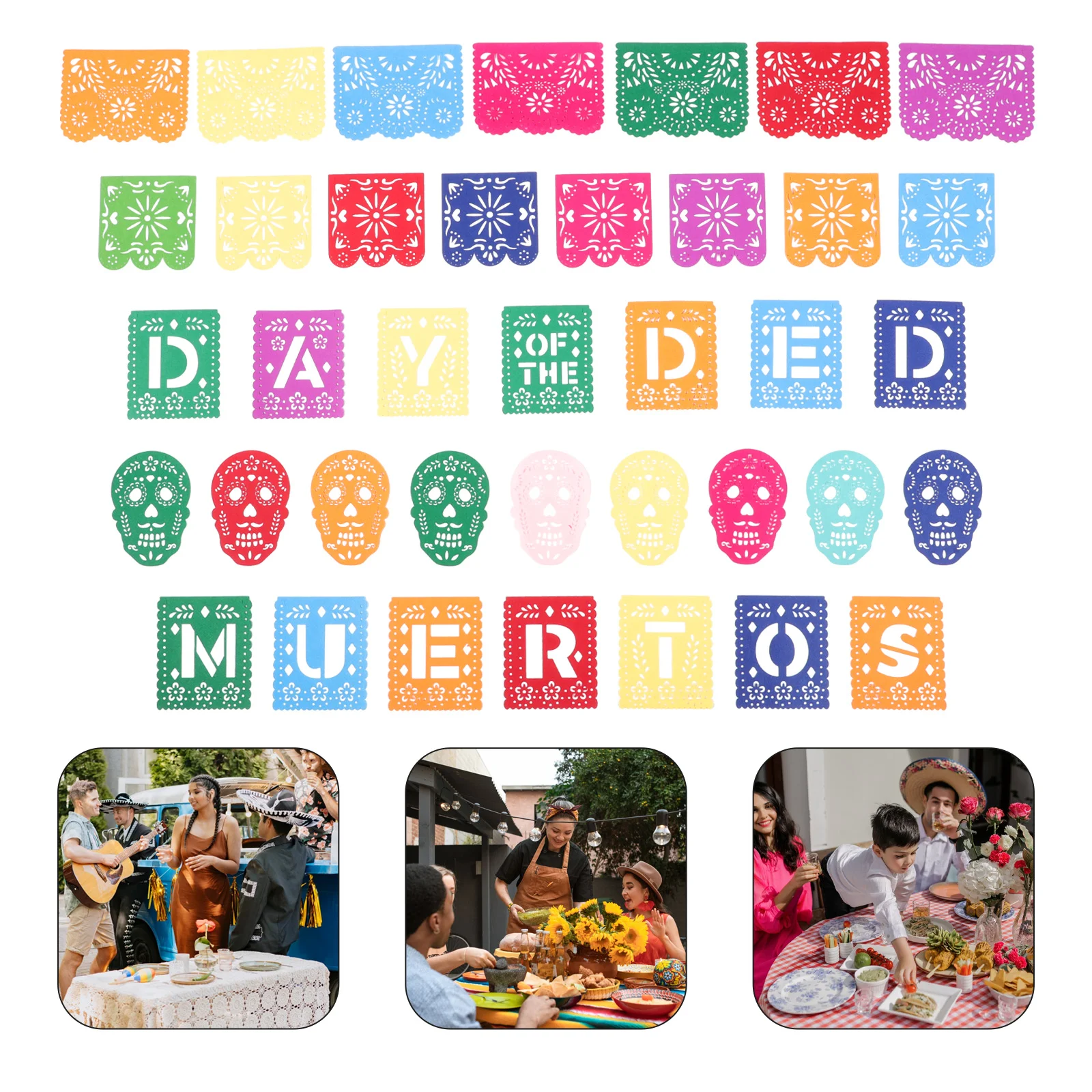 

1 Set of Banner Party Hanging Banners Day of The Dead Banner Mexican Themed Banners Decorative Banners for Party Festival Home